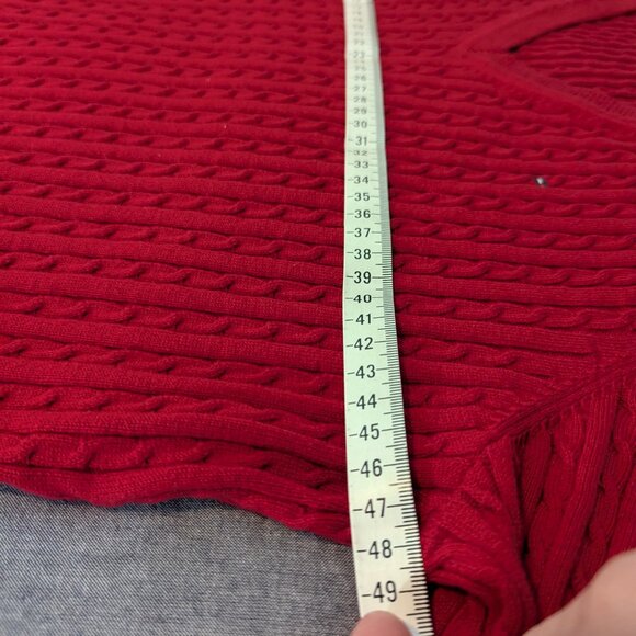 Tommy Hilfiger Women's Cable Knit Sweater Red - V Neck - Size XL - Picture 9 of 11